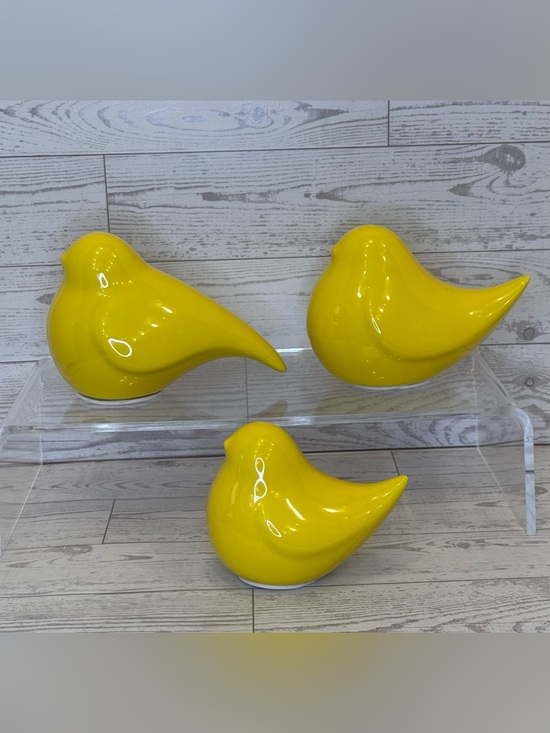Other - Yellow Ceramic Bird Figurines - Set of 3
